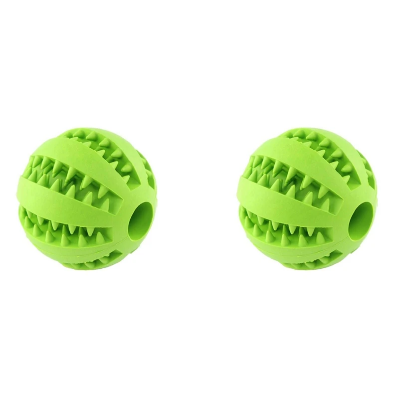 

2X Dog Tooth Cleaning Balls,Chewing Food Toys Ball Non-Toxic Soft Rubber Ball For Pet Training(Green)