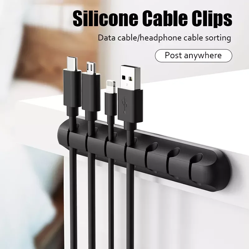 

Holder for Cable Organizer Silicone USB Cable Winder Desktop Tidy Management Clip for Mouse Earphone Cable Organizer