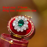 100 colombia emerald adjustable ring 925 silver 7x9mm love gift stone ring aaaa crystal healing stone low price