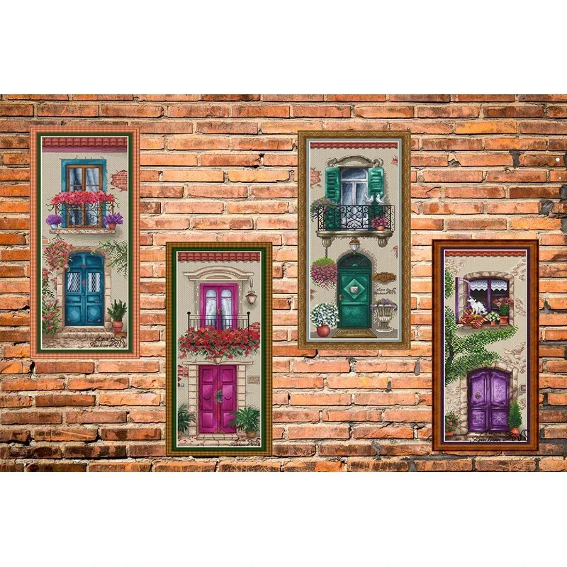 Высочайшее качество красивый комплект для вышивки крестом четыре цвета балкон