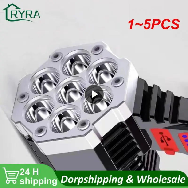 

1~5PCS High Power Led Flashlights Cob Side Light Lightweight Outdoor Lighting ABS Material 7LED Rechargeable Flashlight