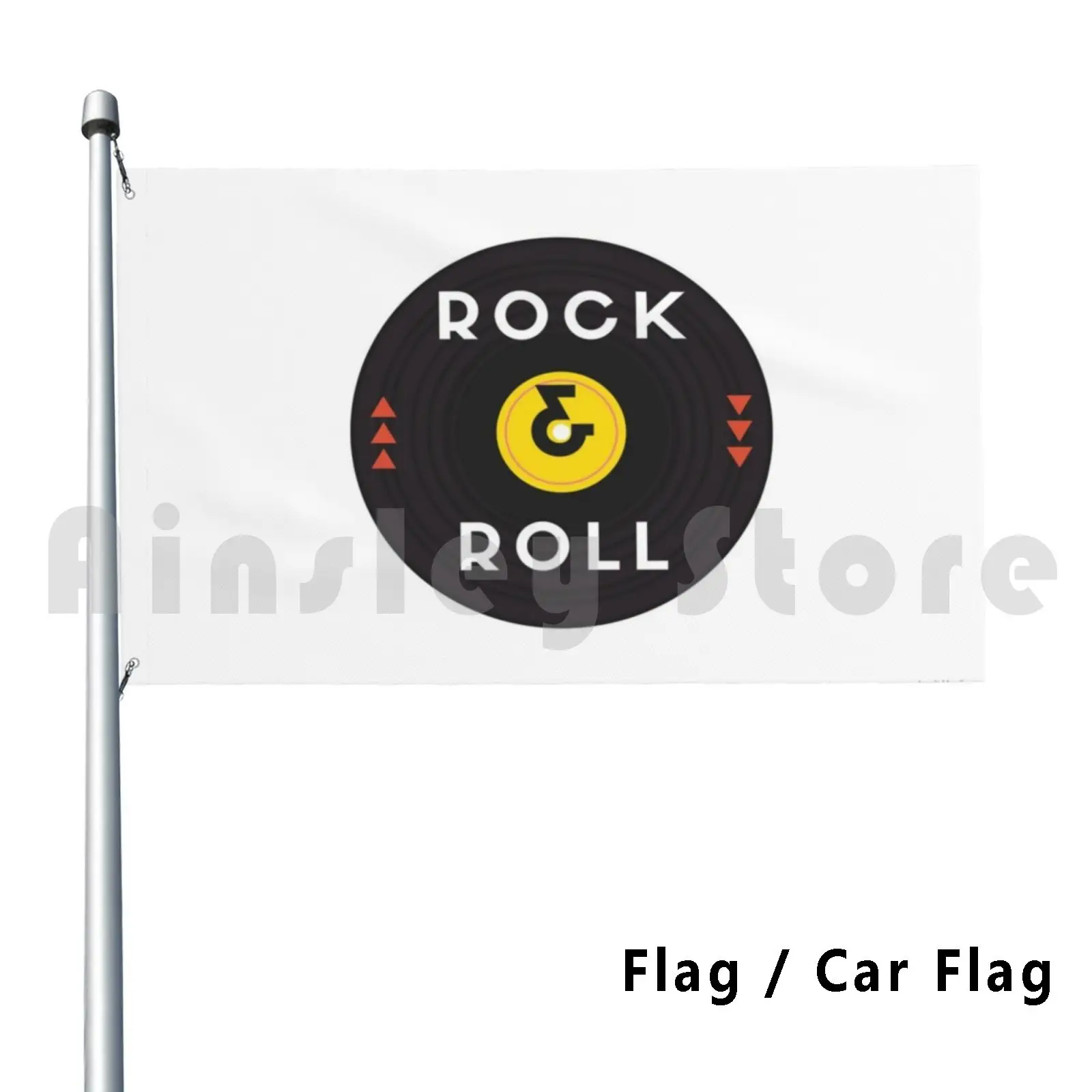 Rock & Roll Rules! Flag Car Flag Printing Custom Roll And Roll Rules Old Schools Vinyl Record Turntable Music