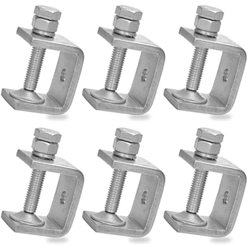 

6 Pcs 1 Inch Stainless Steel Small C-Clamp For Woodworking Clamp Heavy Duty Metal U-Clamps Mini Desk Tiger-Clamp