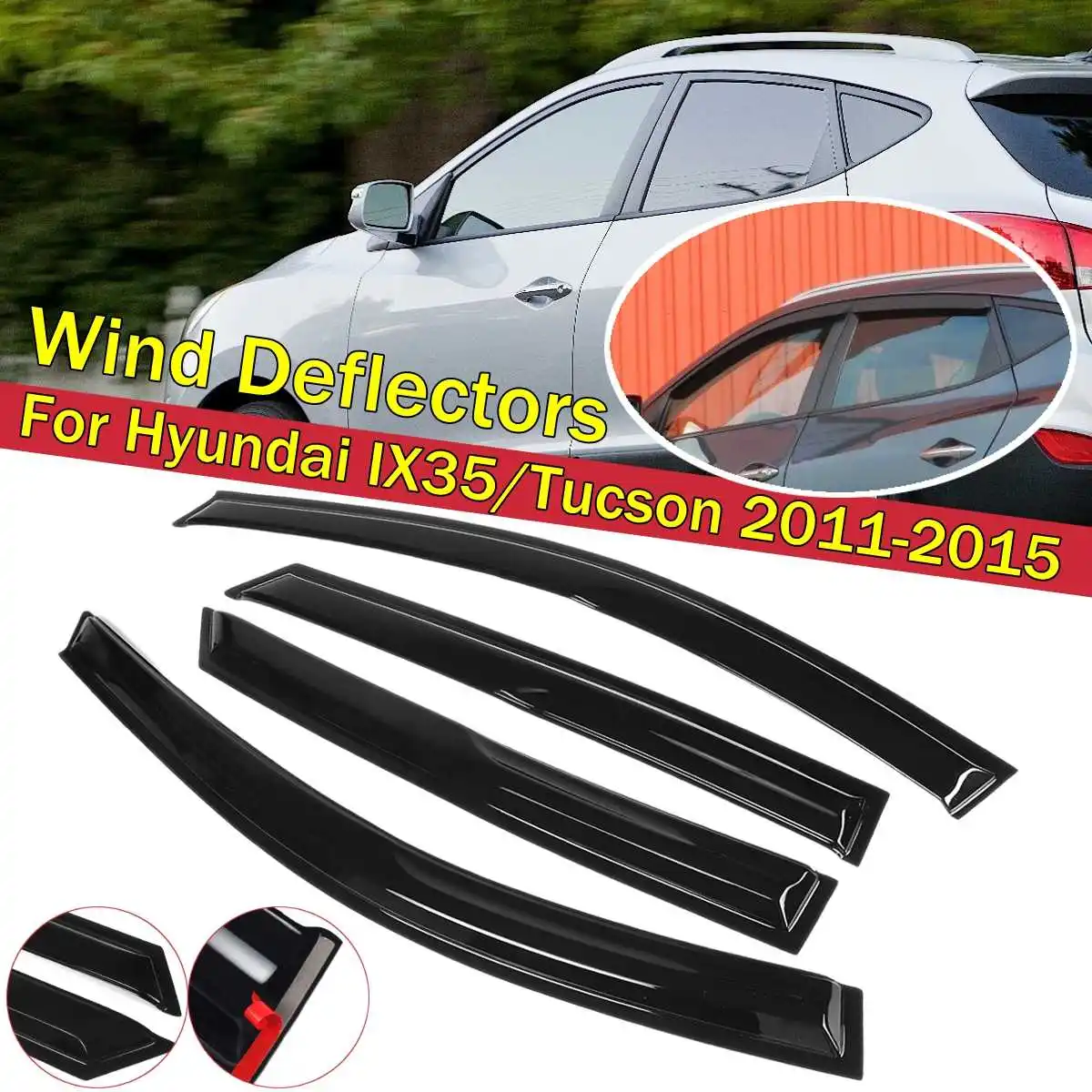 4 шт. дефлекторы для передних автомобильных окон Hyundai IX35/Tucson 2011 2012 2013 2014 2015 |