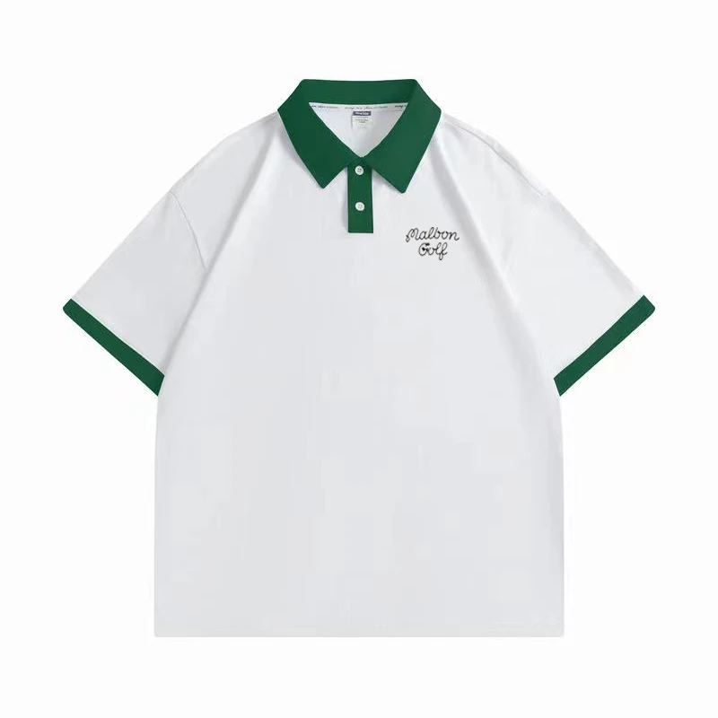 

2023 Summer New MALBON Golf Cotton Short Sleeve T-shirt Men's Business Jersey POLO Sweat-absorbing Soccer Jersey
