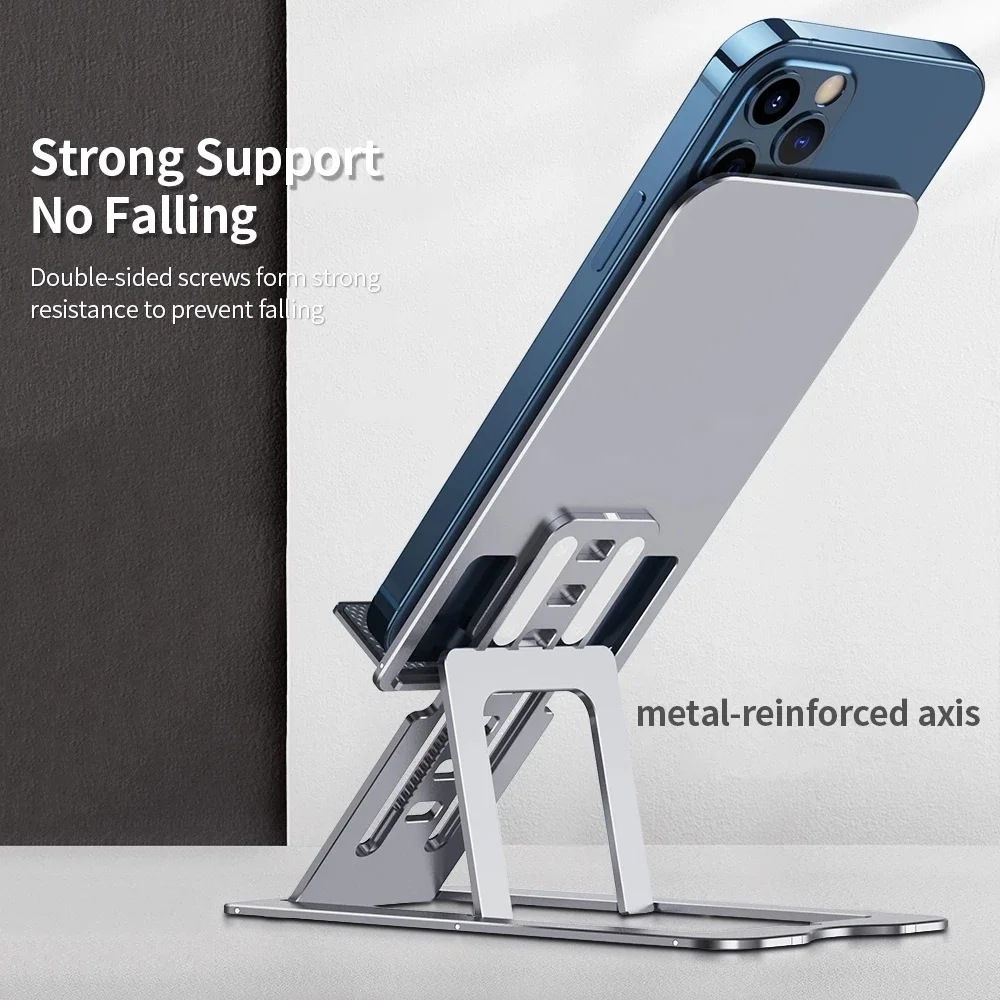 

7-level Height Adjustable Phone Stand Folding Ultra-thin Aluminum Alloy Portable Phone Holder for Phone/12inch Tablet Holde Sale