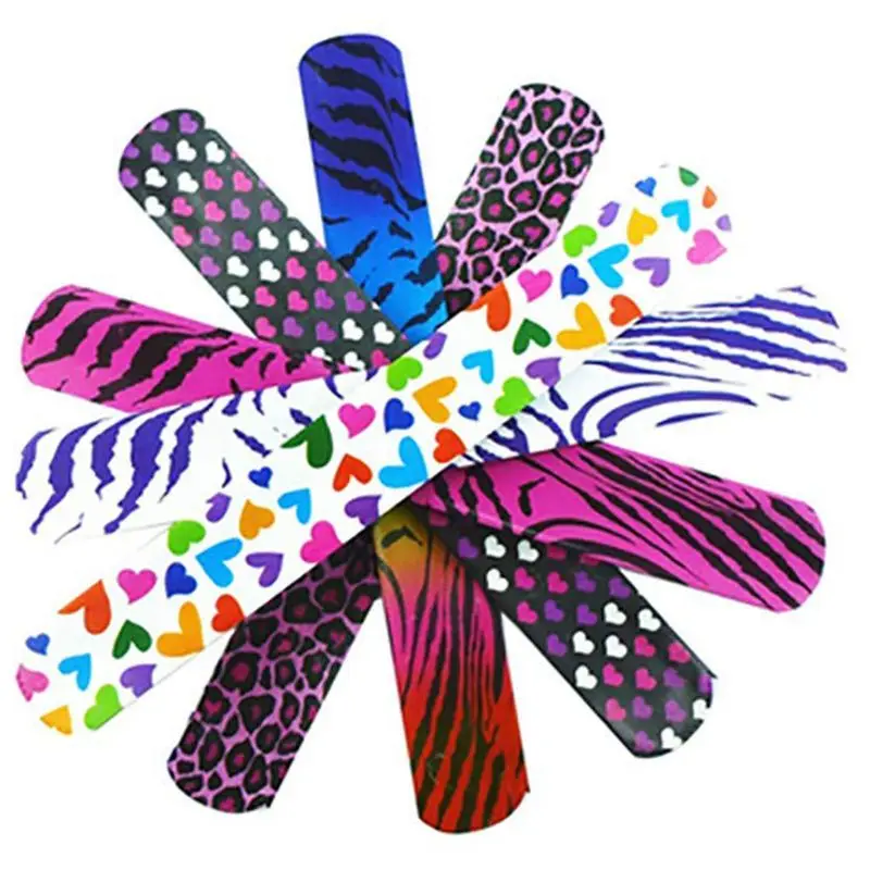 

Animal/Heart Print Slap Bracelets Party Wrist Strap For Adult Teens Kids - 9 Inch Assorted Colors (Pack Of 25)