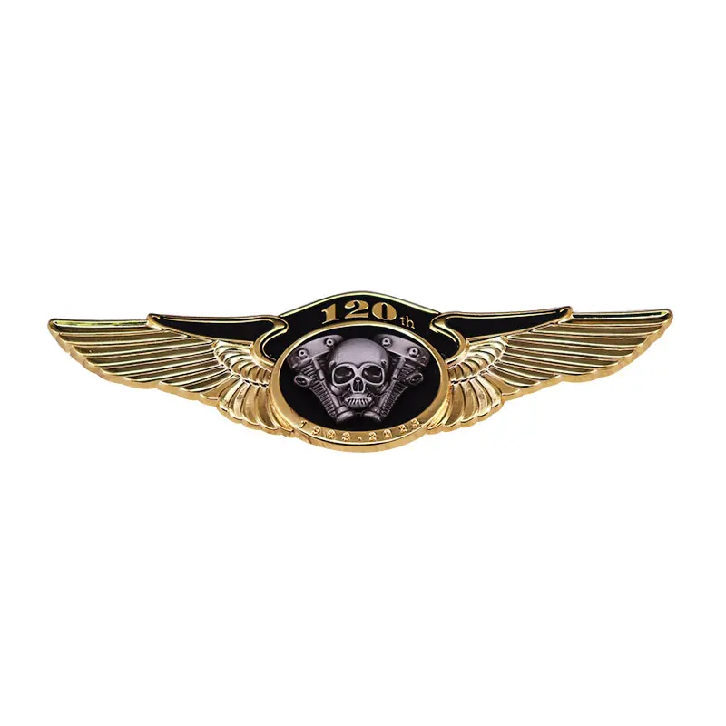 

120th Skull Wings Biker Badge Winged Grim Reaper Lapel Pin