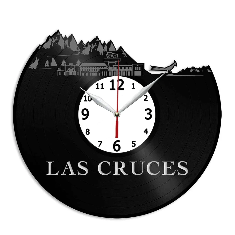 

Виниловые настенные часы Las Cruces, 12 дюймов, домашний декор для комнаты, настенное искусство, подарок для друга ручной работы