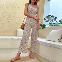 elegant party jumpsuits womens 2022 summer newlight luxury casual sleeveless leopard print one shoulder sling nocturnal beast