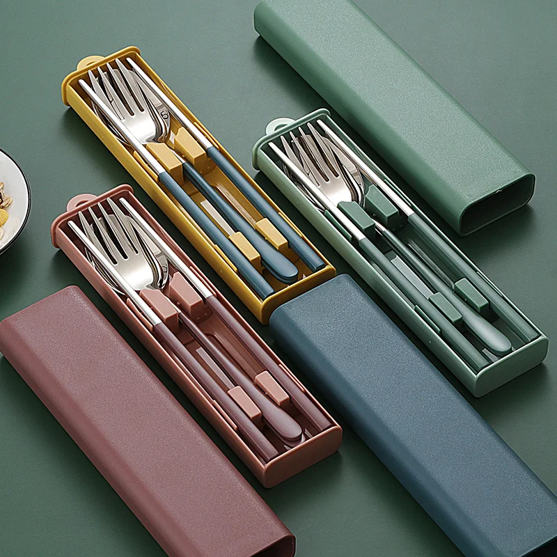 

Portable Cutlery Dinner Set with Package 304 Stainless Steel Tableware Dinnerware Sets Chopsticks Fork Spoon Fork Camping