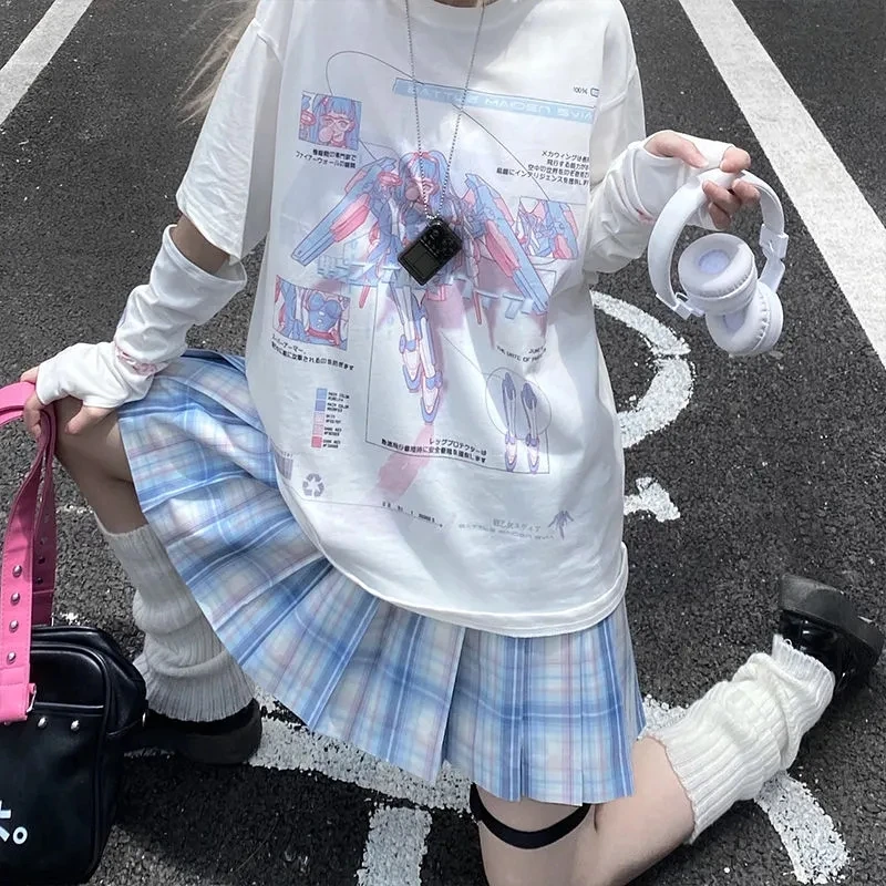 

E Girl Anime Tshirt Clothes Fashion Graphic Top Harajuku Kawaii Summer Tops for Women 2022 Cartoon