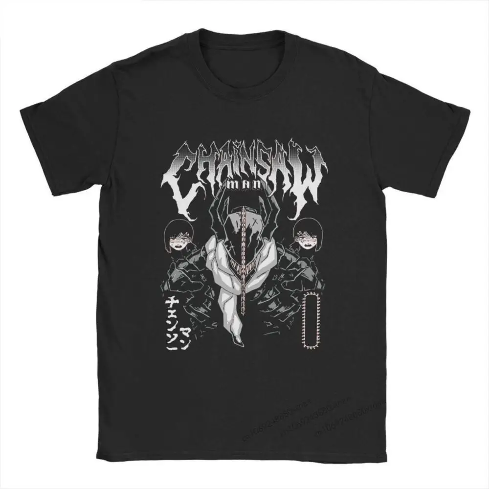 

Chainsawman Metal Manga Men T Shirts Casual Tee Shirt Short Sleeve Round Neck T-Shirt Cotton Summer Tops