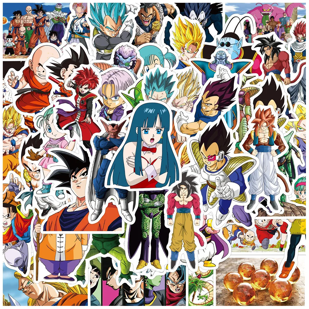 

10/30/50/100pcs Cartoon Son Goku Dragon Ball Sticker Anime DIY Skateboard Phone Case Car Waterproof Graffiti Kids Stickers Toy