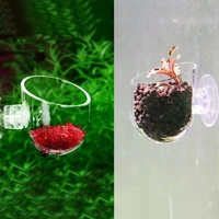aquarium decor hanging feeding fish tank mini crystal acrylic pot polka water device planting cylinder cup feed accessories