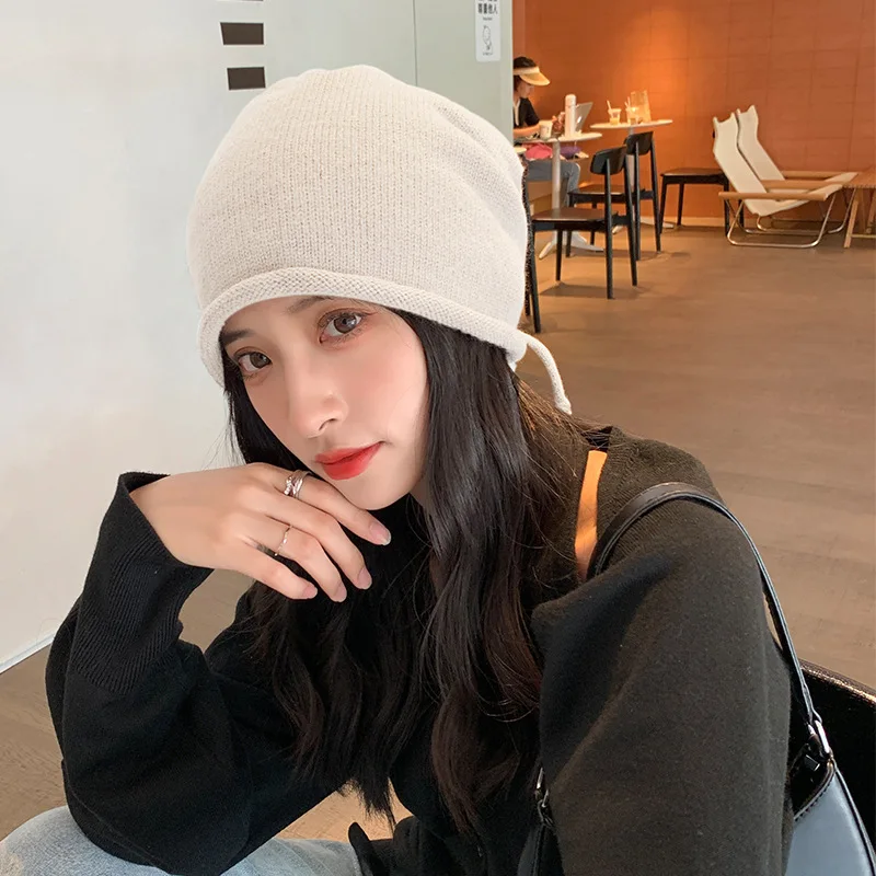 Облегающая шапка зимние шапки Осенние вязаные однотонные шапочки облегающие
