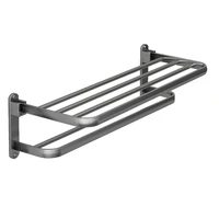 space aluminum wall mounted foldable bath towel rack rail holder punch free bathroom storage shelf