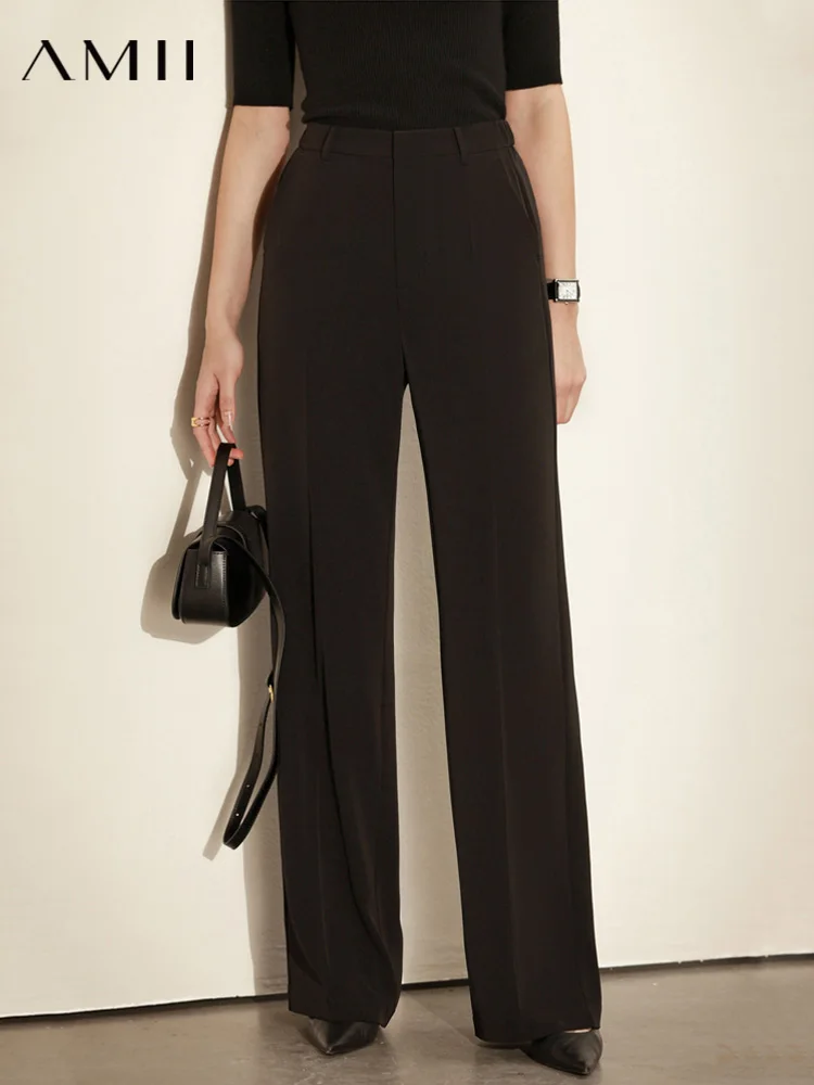 

Amii Minimalism Wide Leg Pants For Women Spring Office Lady Suit Pant High Waist Straight Casual Pants Female Trousers 12260004
