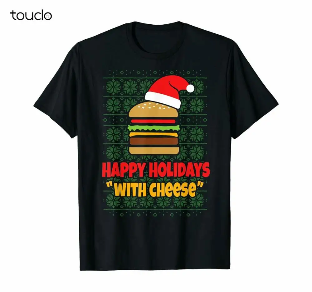 

Happy Holidays With Cheese. Christmas Cheeseburger Gift. T-Shirt unisex