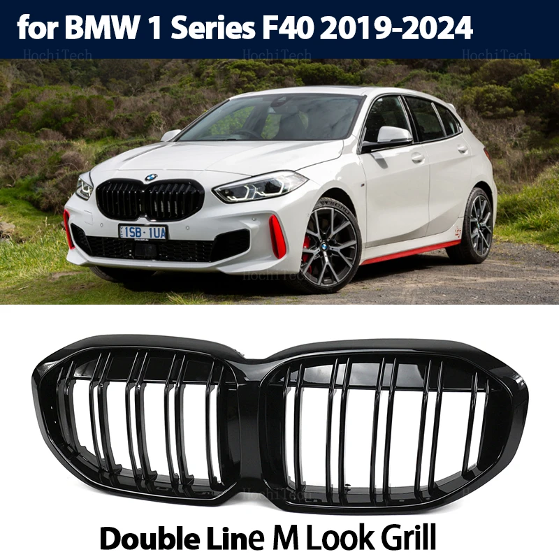 

Автомобильный глянцевый черный гриль в виде почек, сменный гоночный гриль с двумя реглами для BMW 1 серии F40 2019 2020- 2022, хэтчбек, автомобильные а...