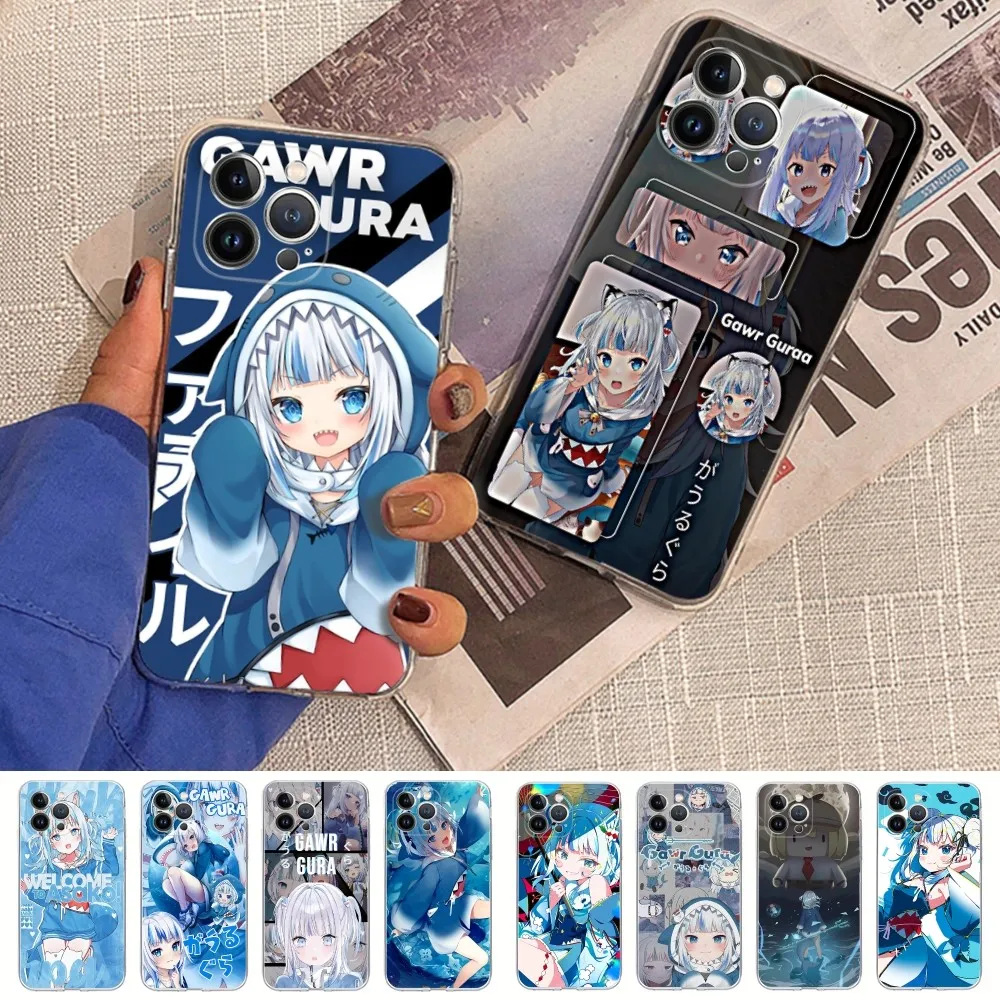 Gawr Gura Phone Case For iPhone 16 15 14 11 12 13 Mini Pro XS Max Cover 6 7 8 Plus X Funda Shell