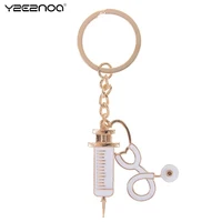 stethoscope syringe pendants key chains doctor medical tools nurse medical students gifts keychain