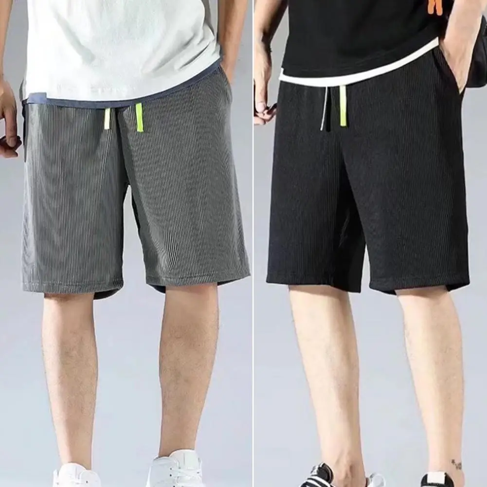 

Sporty Stylish Lace-up Elastic Waist Shorts Thin Short Trousers Solid Color Streetwear