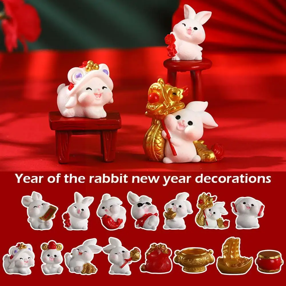 

Mini Chinese New Year The Rabbit Resin Small Micro Landscape Cake Kawaii Desktop Decoration Bunny Ornament C2j7
