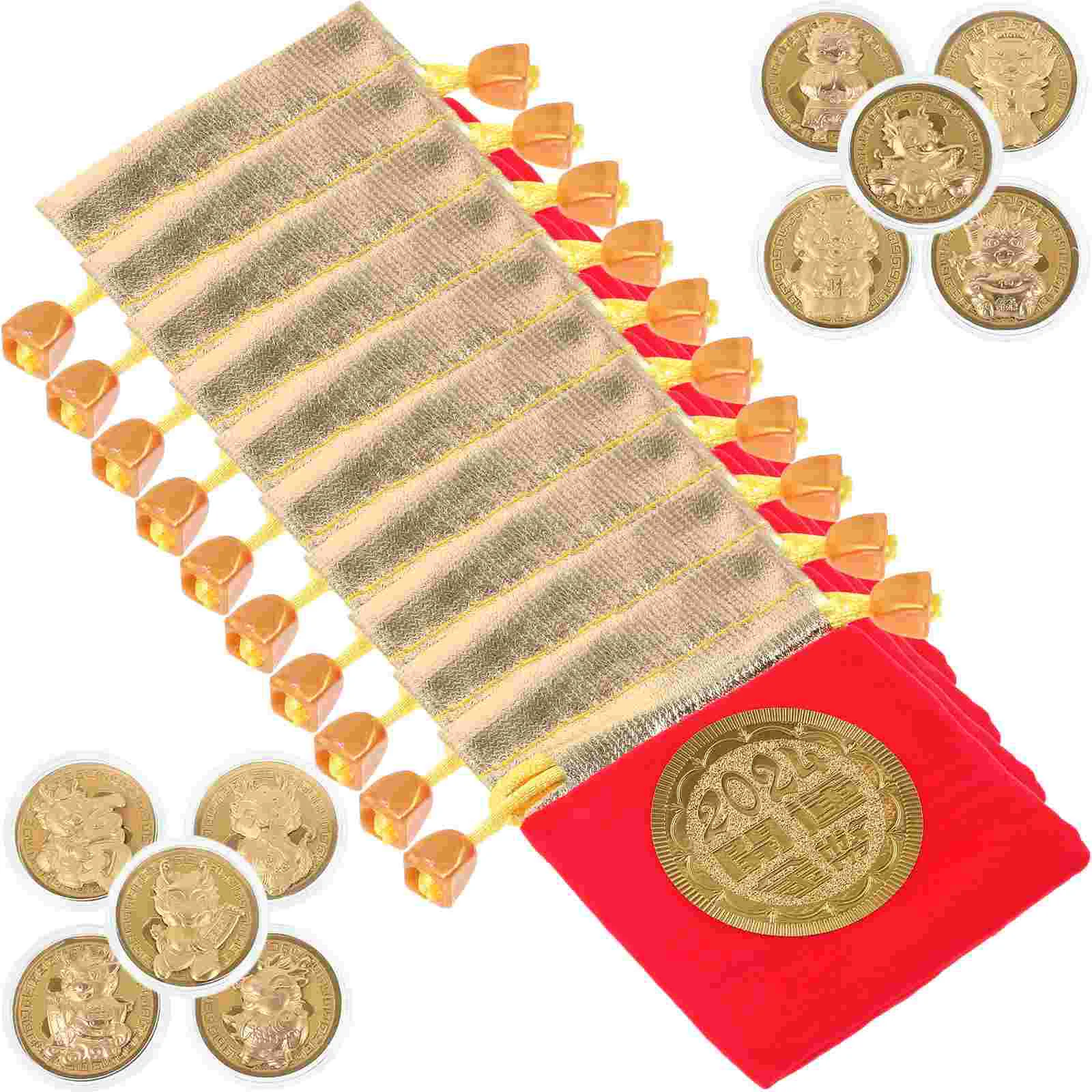 

10 Set of Commemorative Coin Decor Year of Dragon Souvenir Coin Decor Dragon Coin with Bags