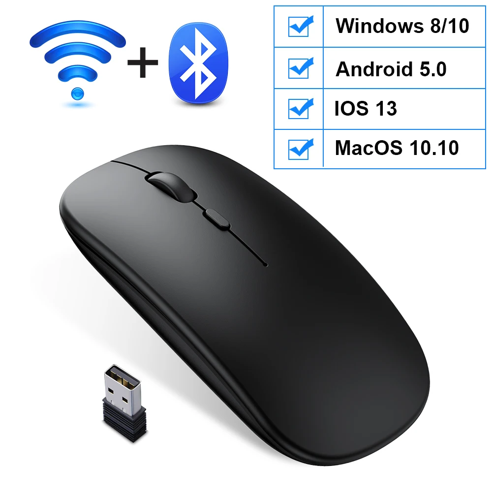 

Wireless Mouse Computer Bluetooth Mouse Rechargeable Mouse Wirelesss Silent Mause USB Optical Gaming Mice For Laptop ipad