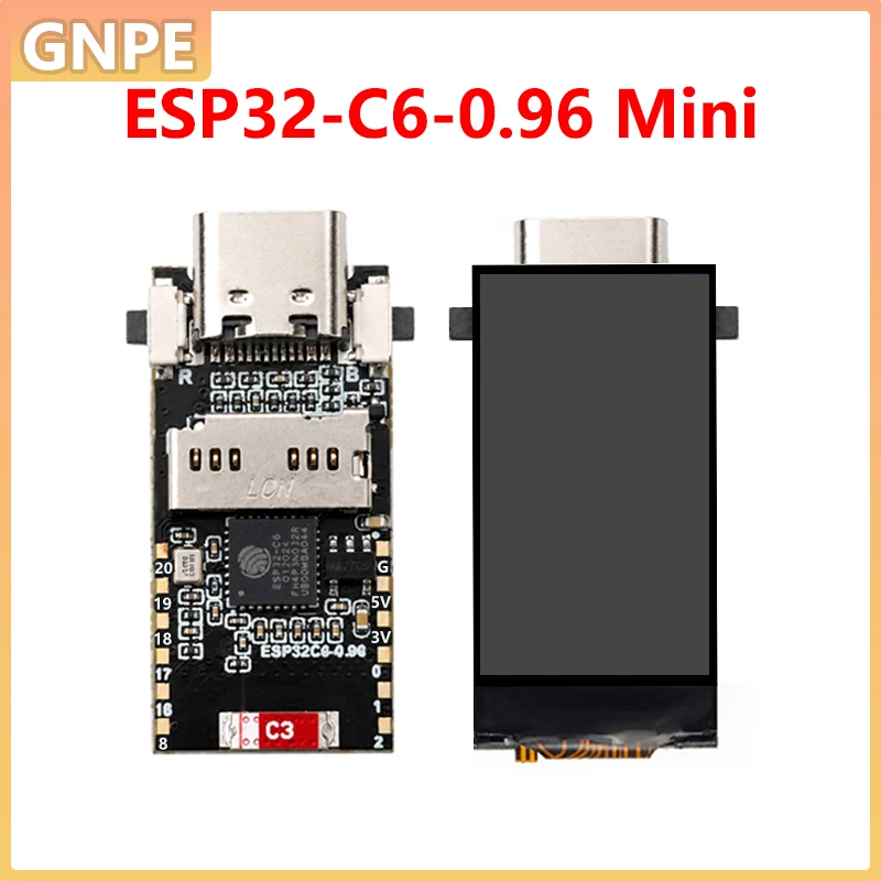 Фото Плата разработчика ESP32-C6 с ЖК-экраном 0,96 дюйма ST7789 160x80, мини-дисплей, порт SD, модуль LVGL QST для Arduino №1