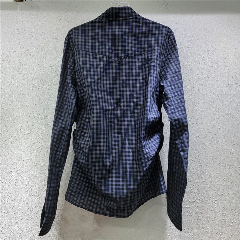 WTHT модная женская клетчатая рубашка с 3D бантами и морщинистой талией весна 2025