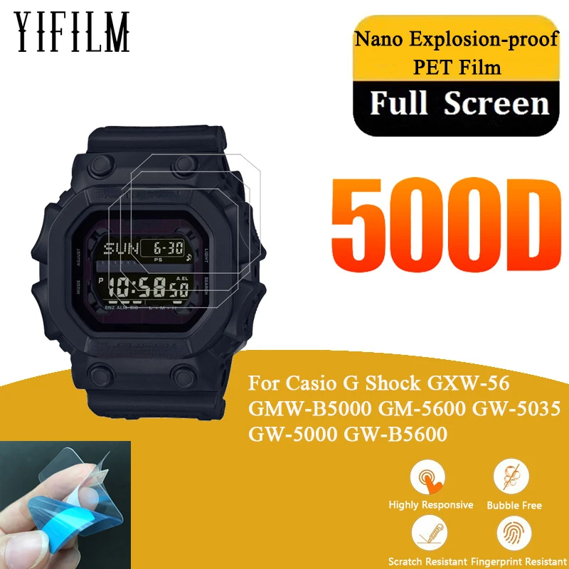 

3Pcs Screen Protector For Casio G Shock GXW-56 GMW-B5000 GM-5600 GW 5000 5035 GW-B5600 Nano Explosion-proof PET Film Not Glass