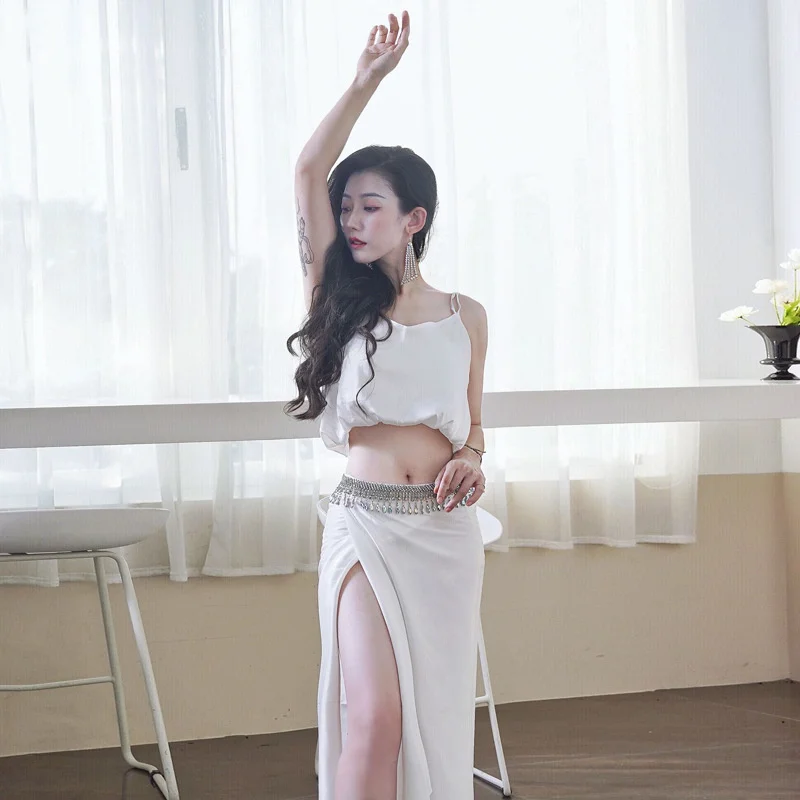 

Solid Color Oriental Dancing Belly Dance SuitFantasia Latin Clothes Split Modern Jazz Irregular Egyptian Performance Clothings
