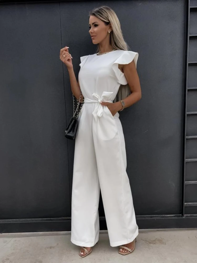 Jump Suits for Women 2023 New Style Pocket High Waist Commuter Jumpsuit Fashion Solid Color Straight Leg Pants Streetwear