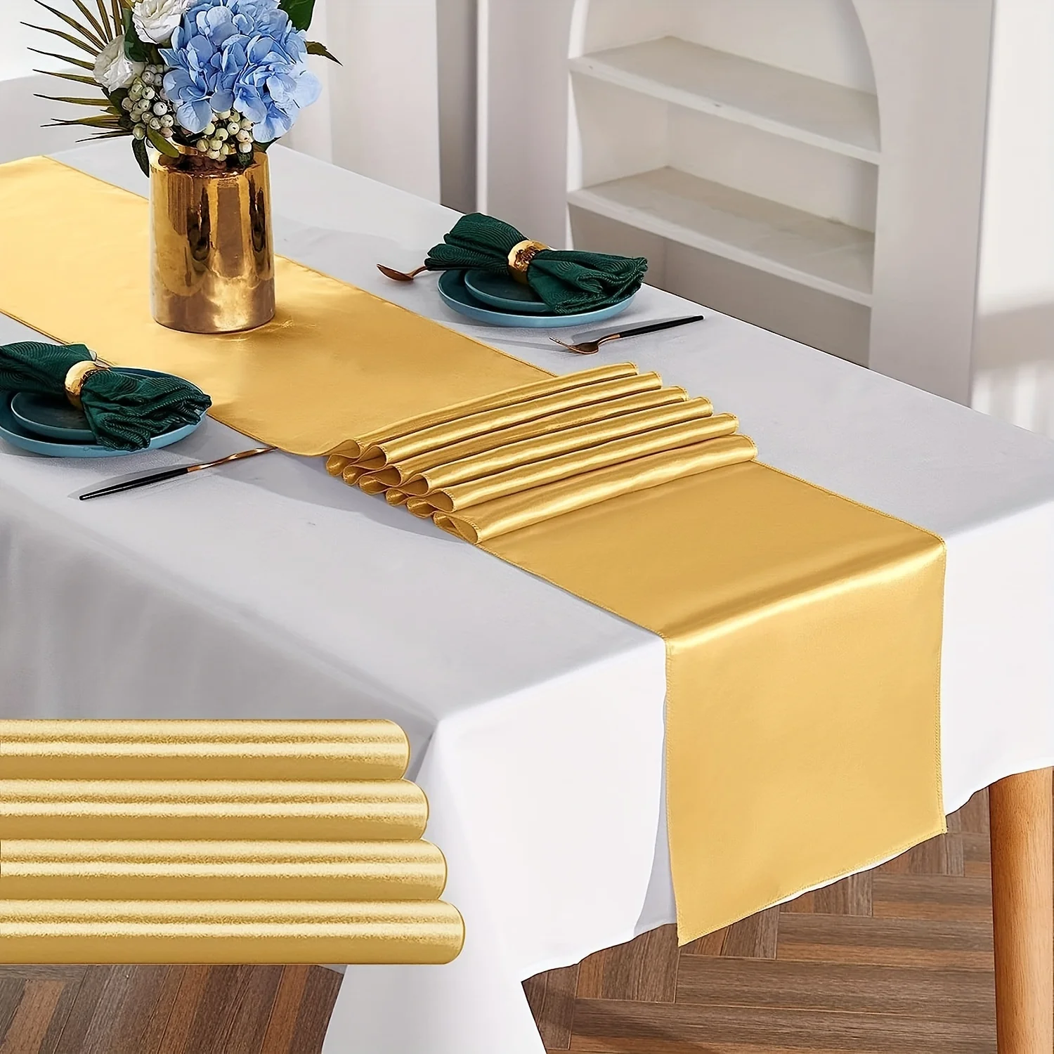 10 упаковок блестящих золотых атласных скатерть — роскошь из шелка и мягкого