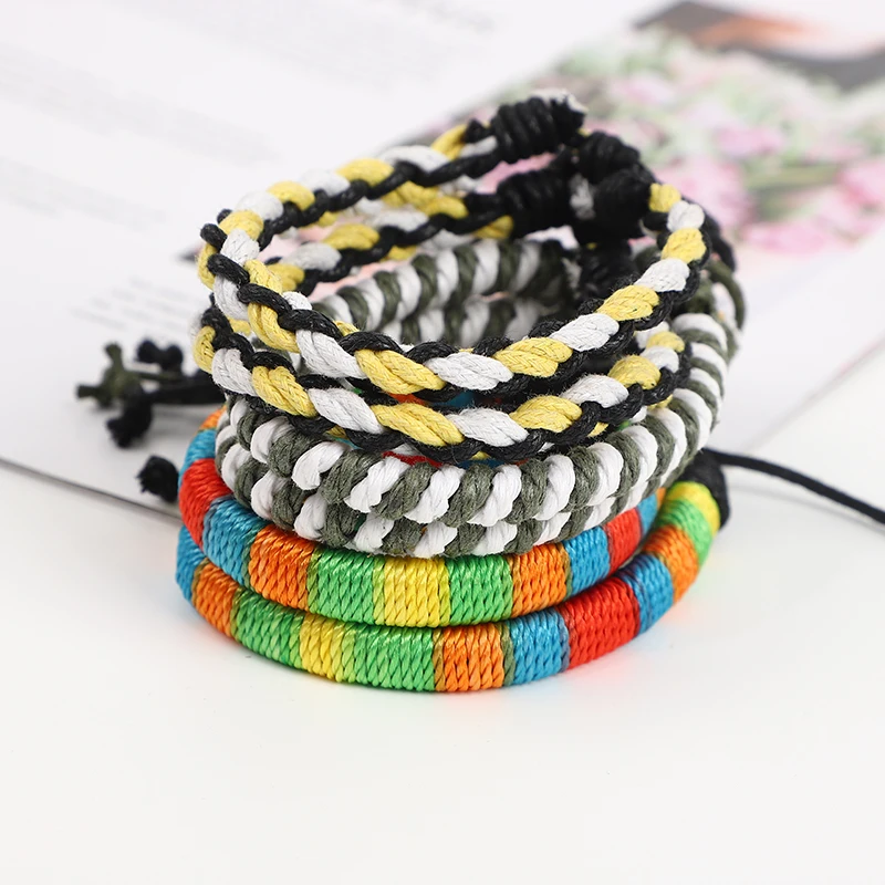 

Регулируемые плетеные вручную красочные браслеты для женщин, оригинальные ювелирные изделия ручной работы, набор для пар, подарок