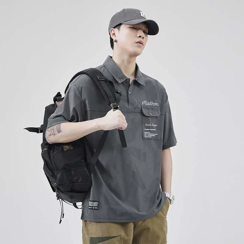 Men's Polo Golf Malbon Wear T Shirt Summer Loose Versatile Men Lapel Casual Fashion Top 2023