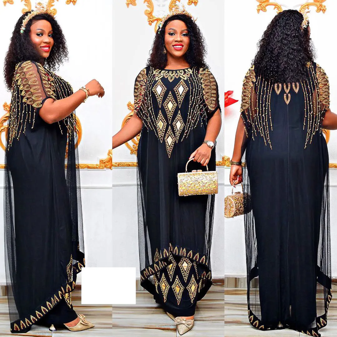 Elegant African Party Dresses for Women Boubou Ankara Dashiki Diamond Muslim Outfit Gown Dubai Kaftan Abaya Robe Marocaine Femme