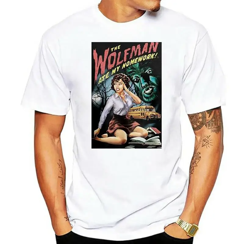 

Новая мужская повседневная футболка с принтом Wolfman Ate My домашняя работа! Футболки с коротким рукавом, футболки