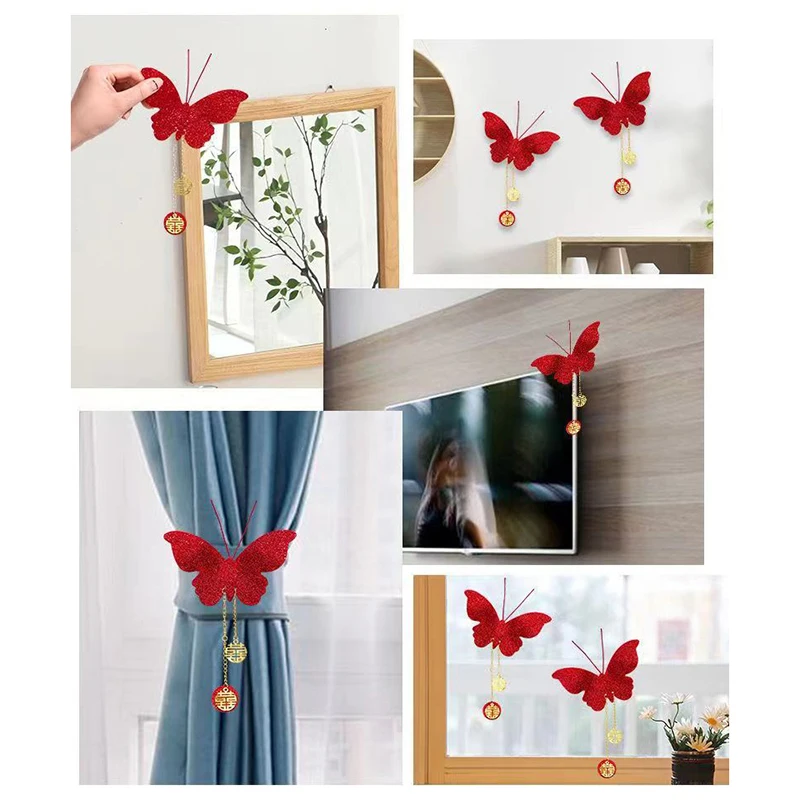 2 шт. красная свадебная бабочка в китайском стиле подвесные поделки для спальни