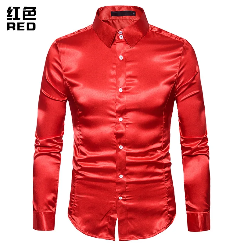 Mattswag Mens Luxury Shiny Tuxedo Shirts Long Sleeve Nightclub Party Stage Wedding Shirts Casual Slim Fit Stylish Camisa Hombre