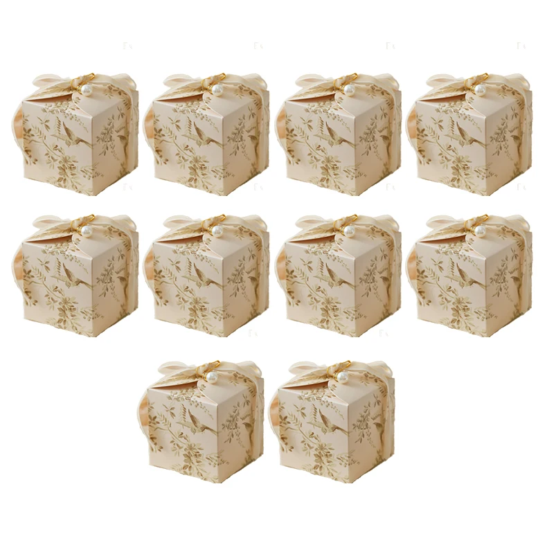 

Бумажные коробочки для конфет с цветами и птицами, набор из 10 штук