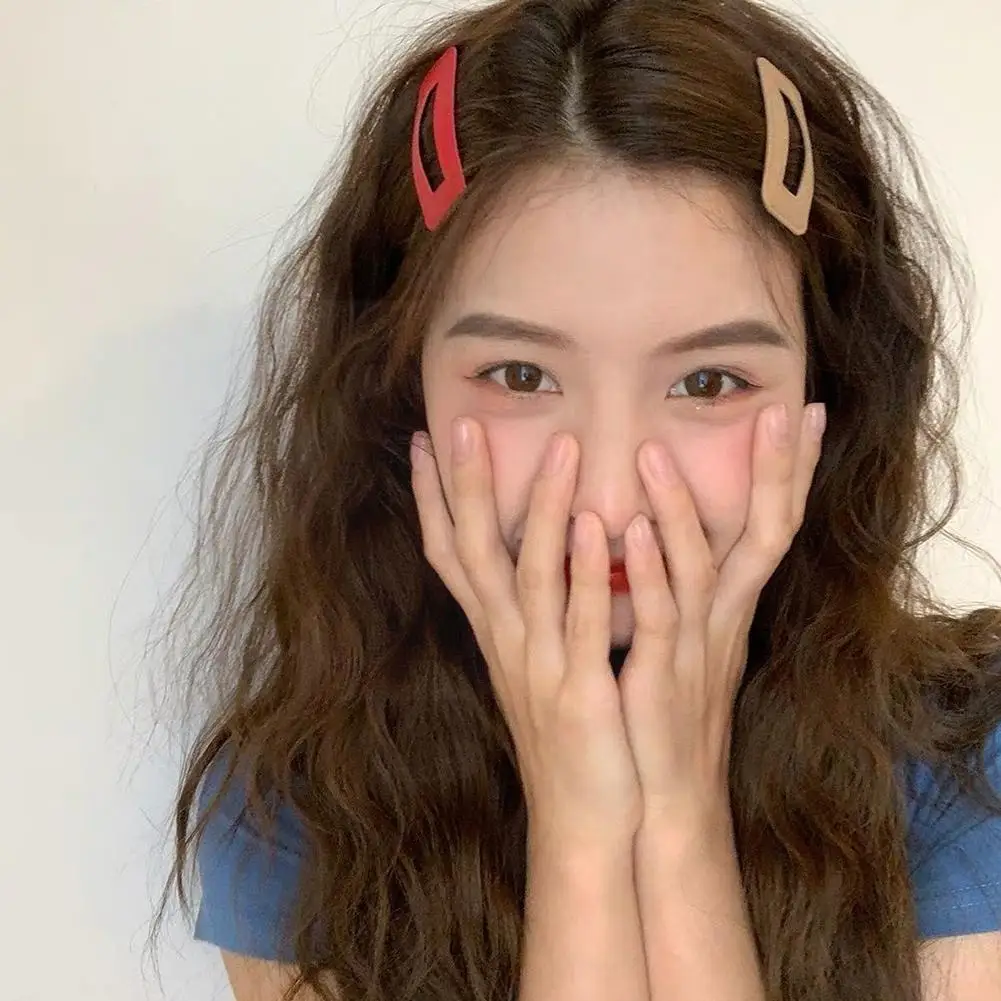 

2PC Women Fashion Color Geometric Hair Clips Hair Ornament Leather Clips Accessories Hair Barrettes PU Vintage Hairpins BB X4V7