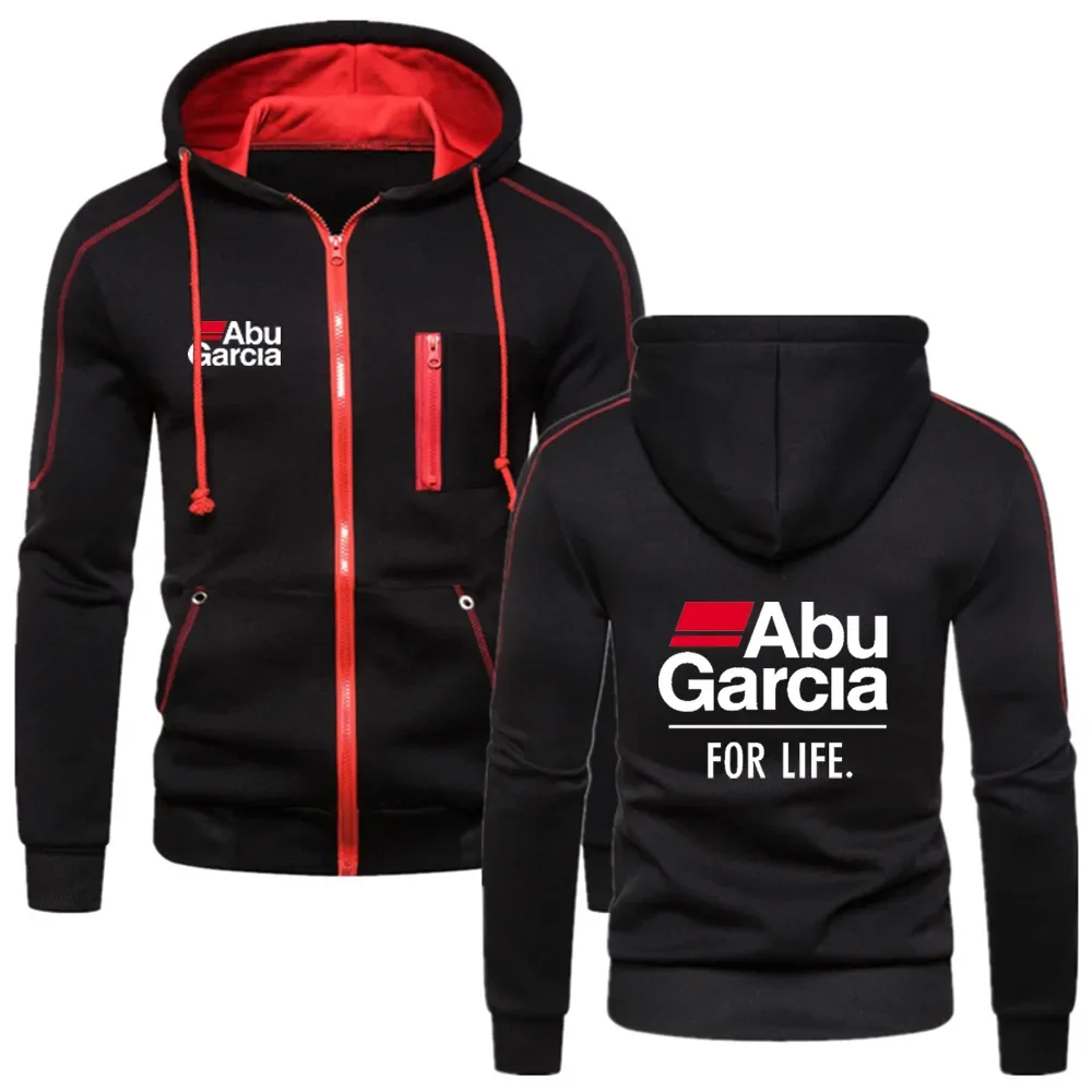 

Мужская толстовка с капюшоном Abu Garcia For Life, толстый Повседневный Кардиган контрастных цветов, свитшот на молнии с длинным рукавом, 2024