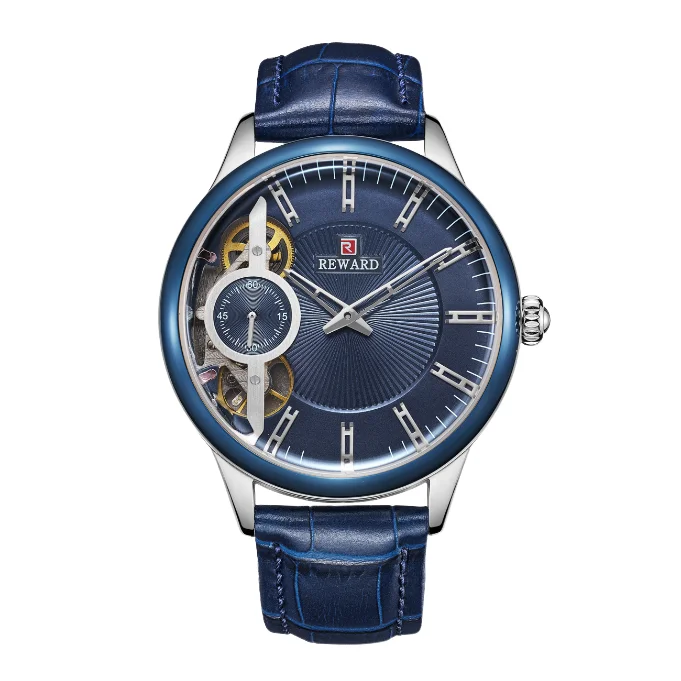 Полностью автоматические механические часы для мужчин в стиле ретро с кожаным