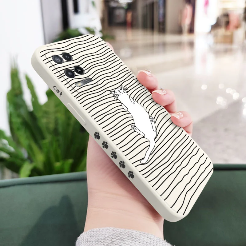 Lazy Cat Phone Case For OPPO A54 A74 A57 A96 A76 A36 A95 A12 A15 A15S A16 A16K A9 A5 2020 Reno 7 7Z 6 5 F9 4G 5G Cover images - 6