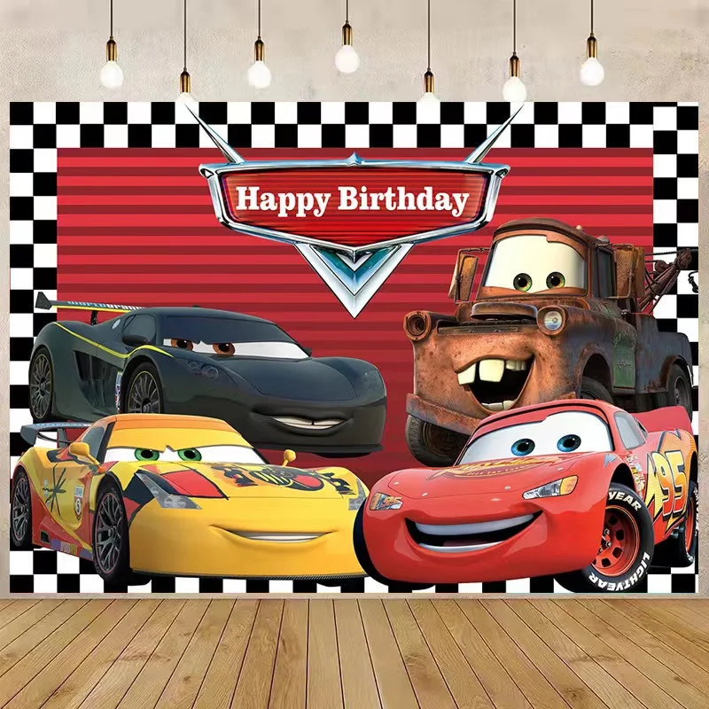 Фон для фотосъемки с изображением мультяшного автомобиля вечеринки в честь Дня