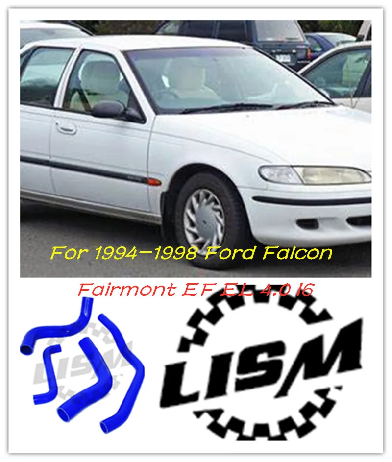 Фото Для Ford Falcon Fairmont EF EL 4.0 I6 1994-1998 годов автомобиля 1995 1996 1997 силиконовый комплект шлангов охлаждающей жидкости радиатора, трубка 4 шт., 3 слоя №1