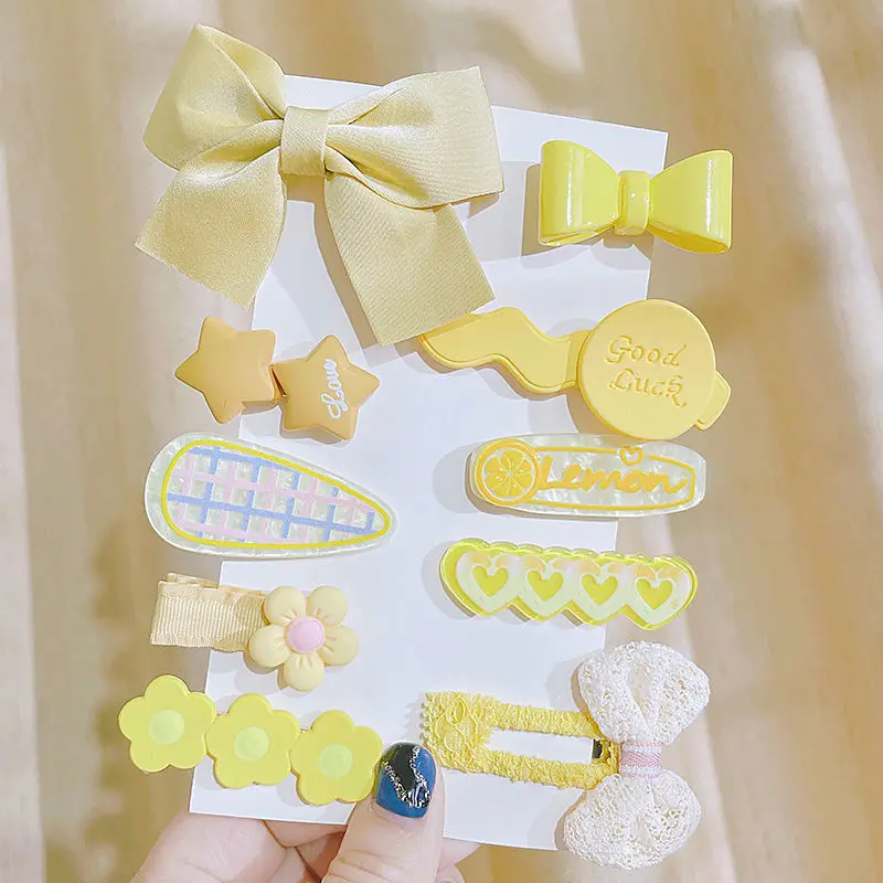 

[10-Piece Set] Baby Hairpin Children Little Girl Cute Princess Bangs Clip Summer Does Not Hurt Hair BB Broken Hairpin Headwear